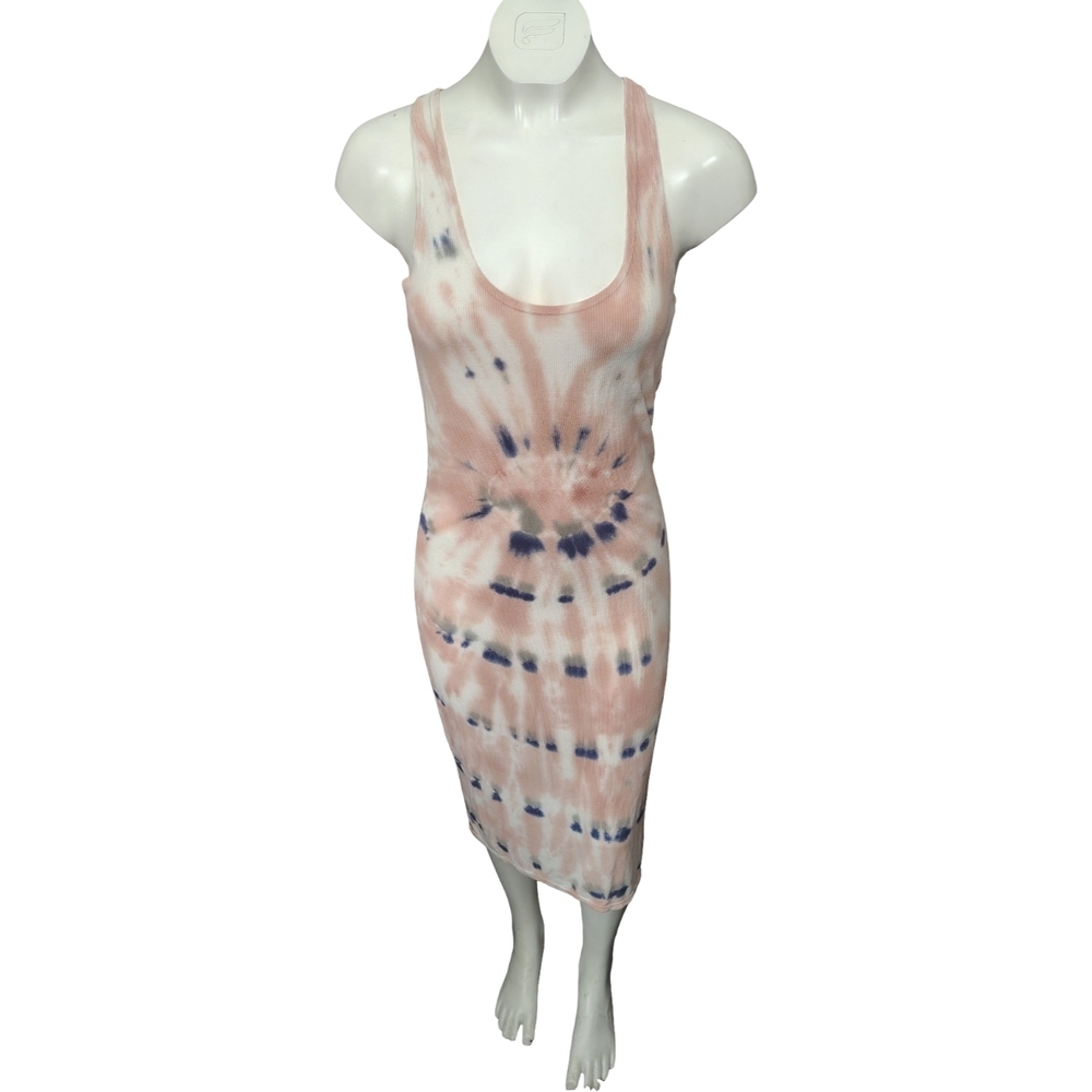 Love Stitch Blush and Navy Tie-Dye Body Con  Midi Dress